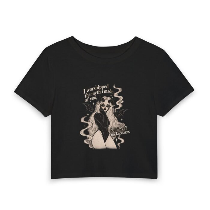 Witchy Vampire Babe Crop Tee – 'I Searched For My Soulmate... But Found Vampires' Gothic Graphic Baby Tee